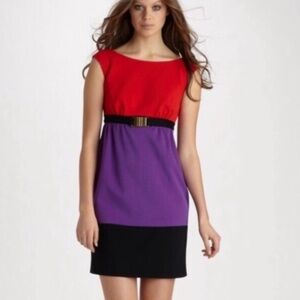 Milly Red and Purple Colorblock Dress
